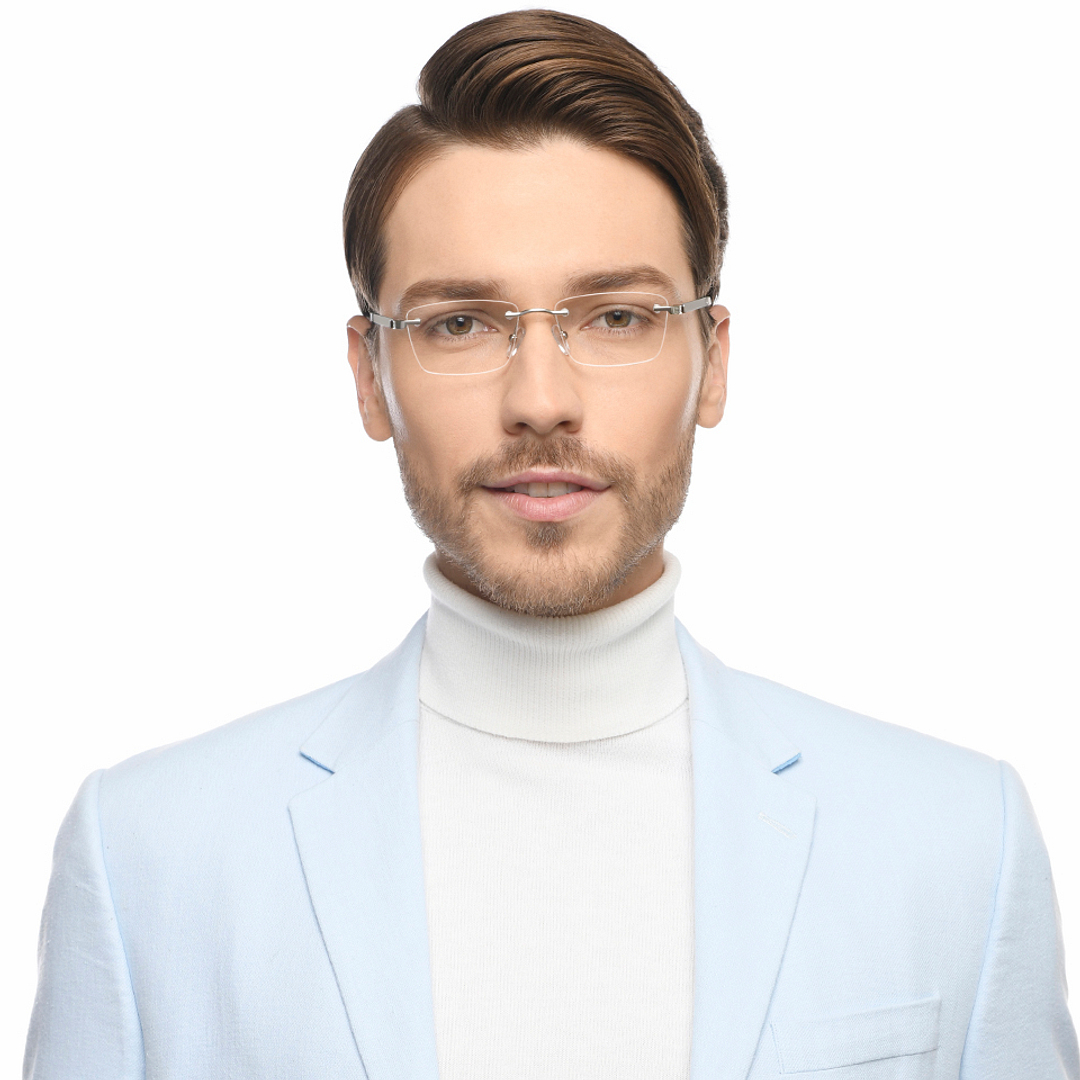 Lenskart Air Online Silver Rimless Rectangle right side