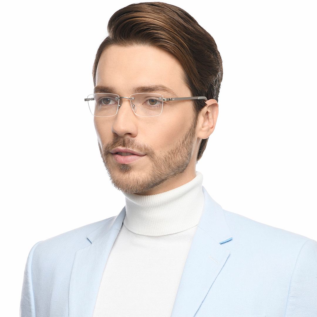Lenskart Air Online Silver Rimless Rectangle left side