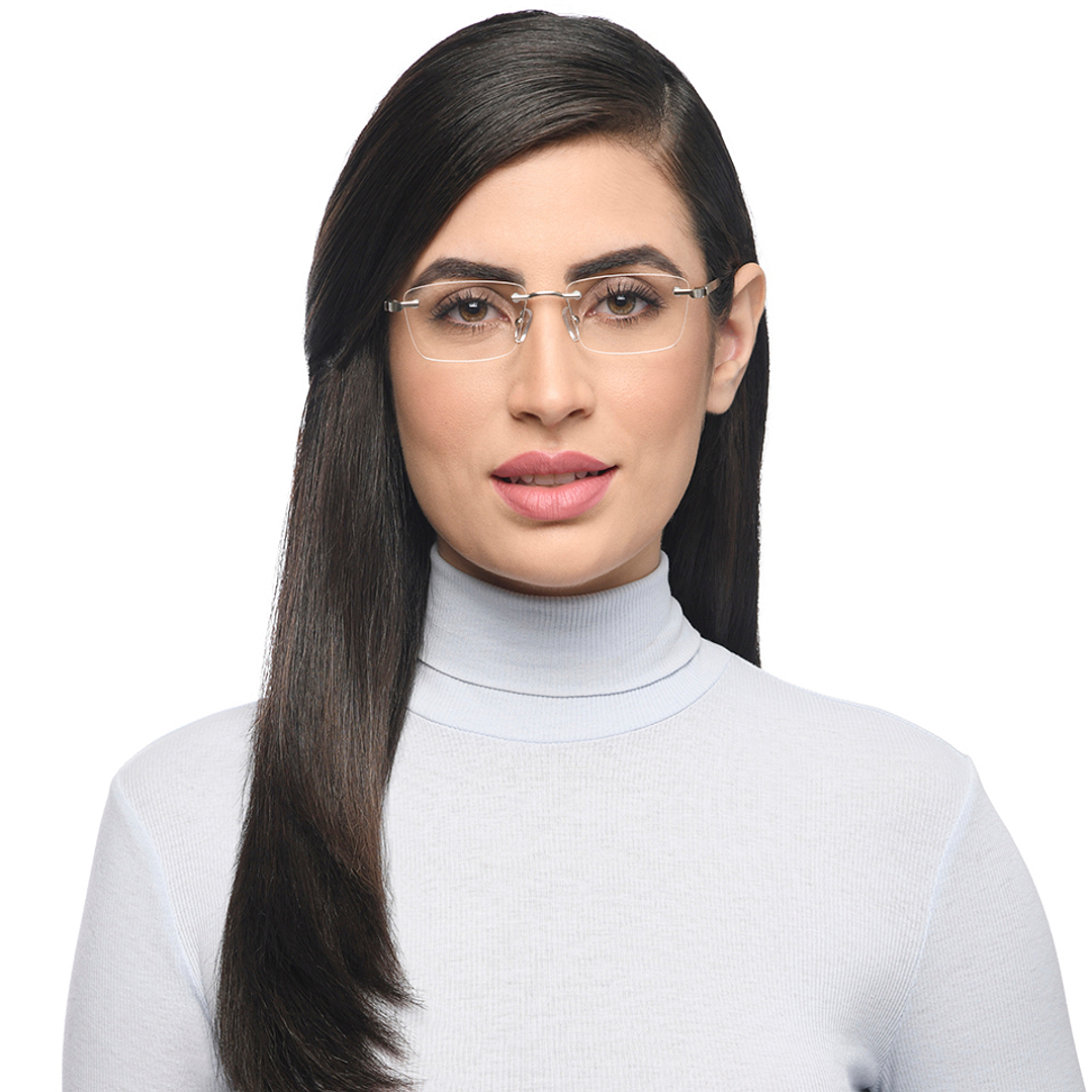 Lenskart Air Online Silver Rimless Rectangle left side