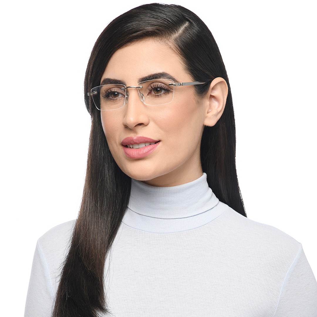 Lenskart Air Online Silver Rimless Rectangle right side