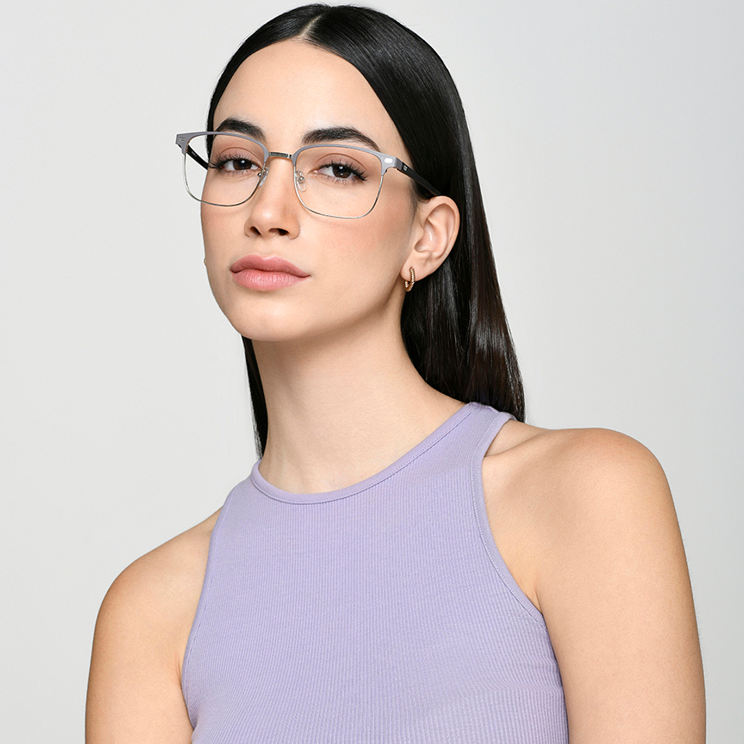 Lenskart Air Matte Light Grey Full Rim Square right side