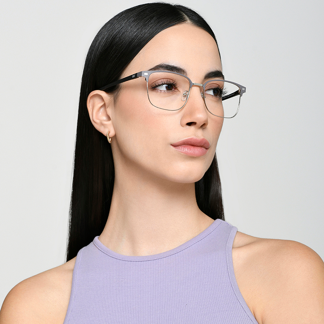 Lenskart Air Matte Light Grey Full Rim Square left side