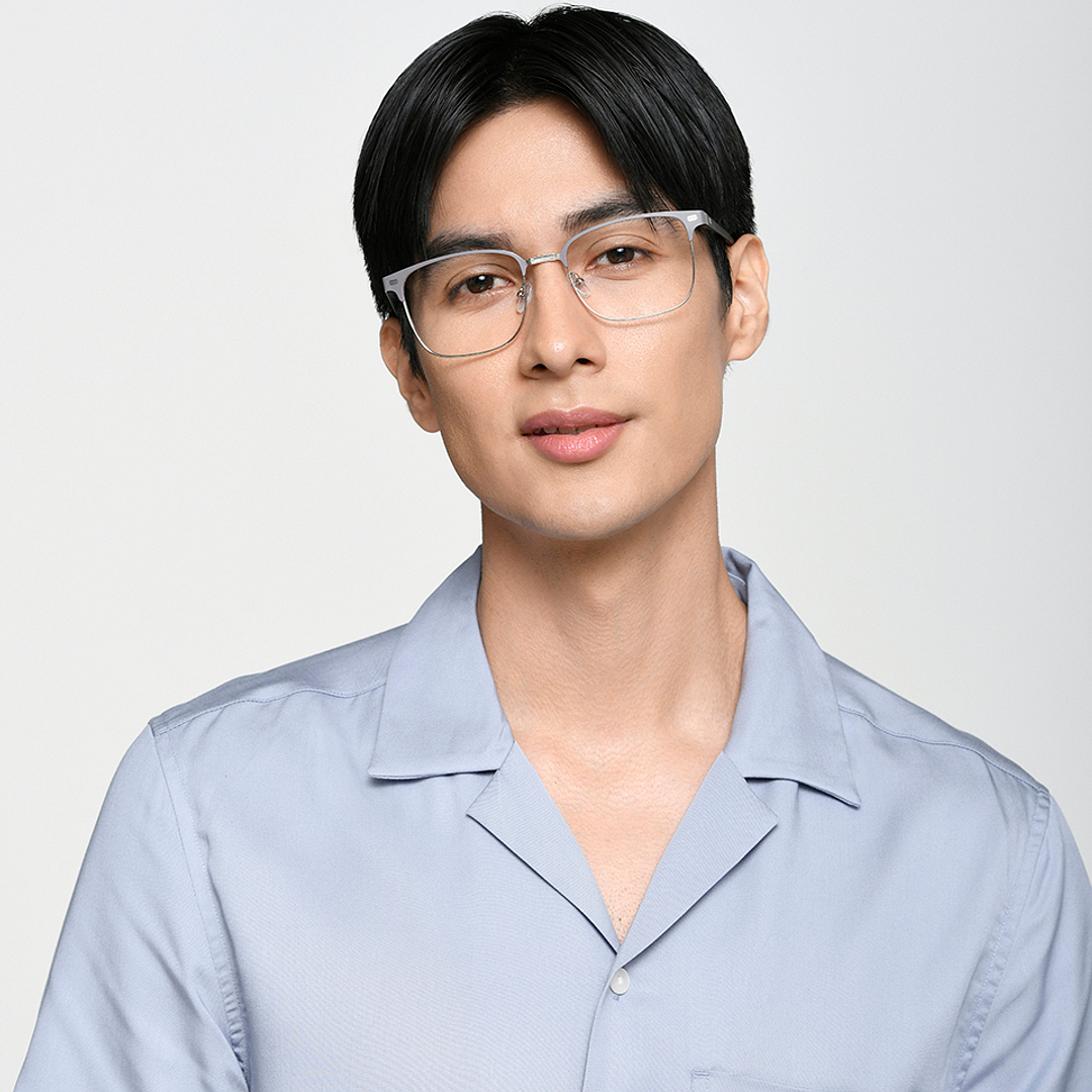 Lenskart Air Matte Light Grey Full Rim Square left side