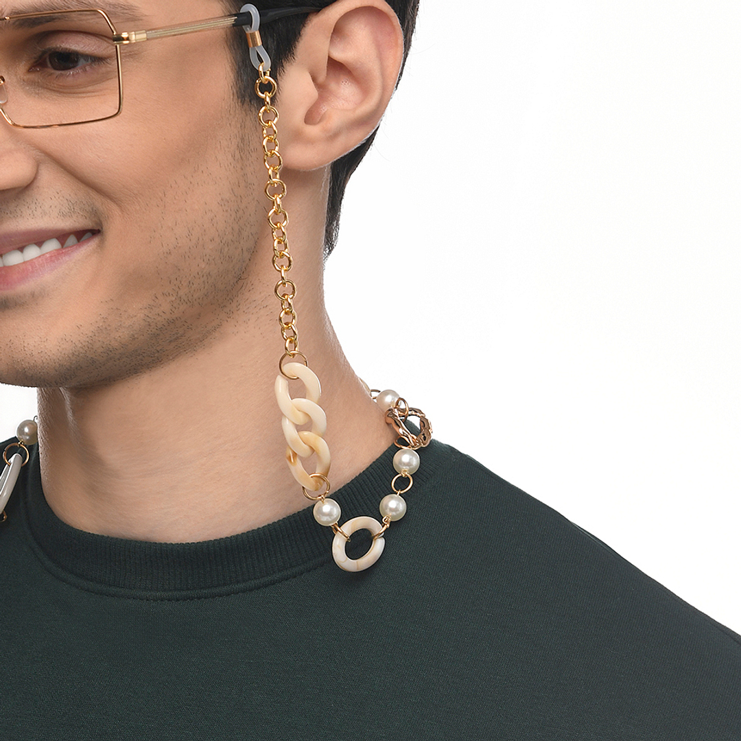 Lenskart STUDIO Gold Grey Chain Lenskart LK A16107-C1 Length 700 cm Width 20 mm left side