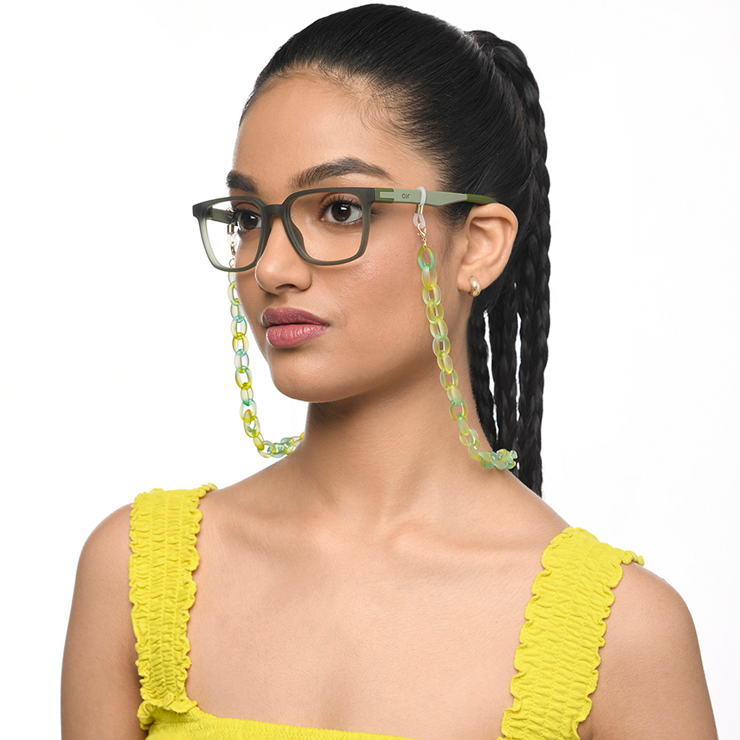 Lenskart STUDIO Green Yellow Transparent Chain Lenskart LK A16108-C2 Length 600 cm Width 11 mm left side