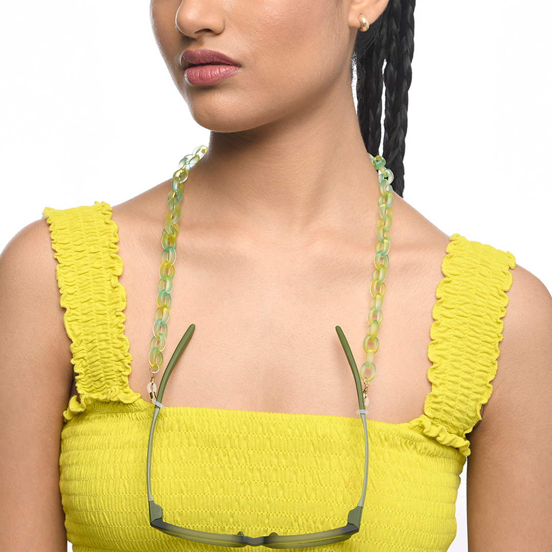 Lenskart STUDIO Green Yellow Transparent Chain Lenskart LK A16108-C2 Length 600 cm Width 11 mm left side