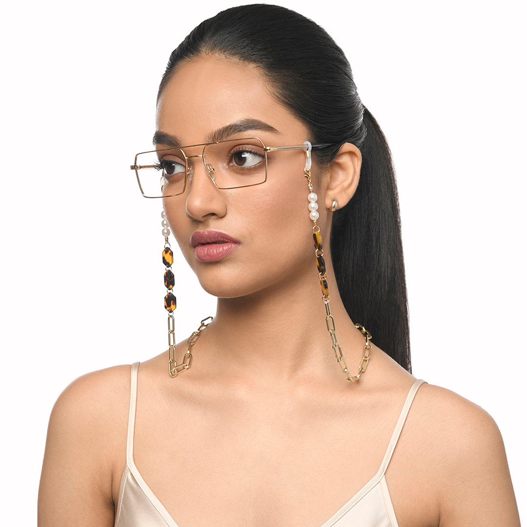 Lenskart STUDIO Gold Tortoise Chain Lenskart LK A16109-C1 Length 700 cm Width 13 mm right side