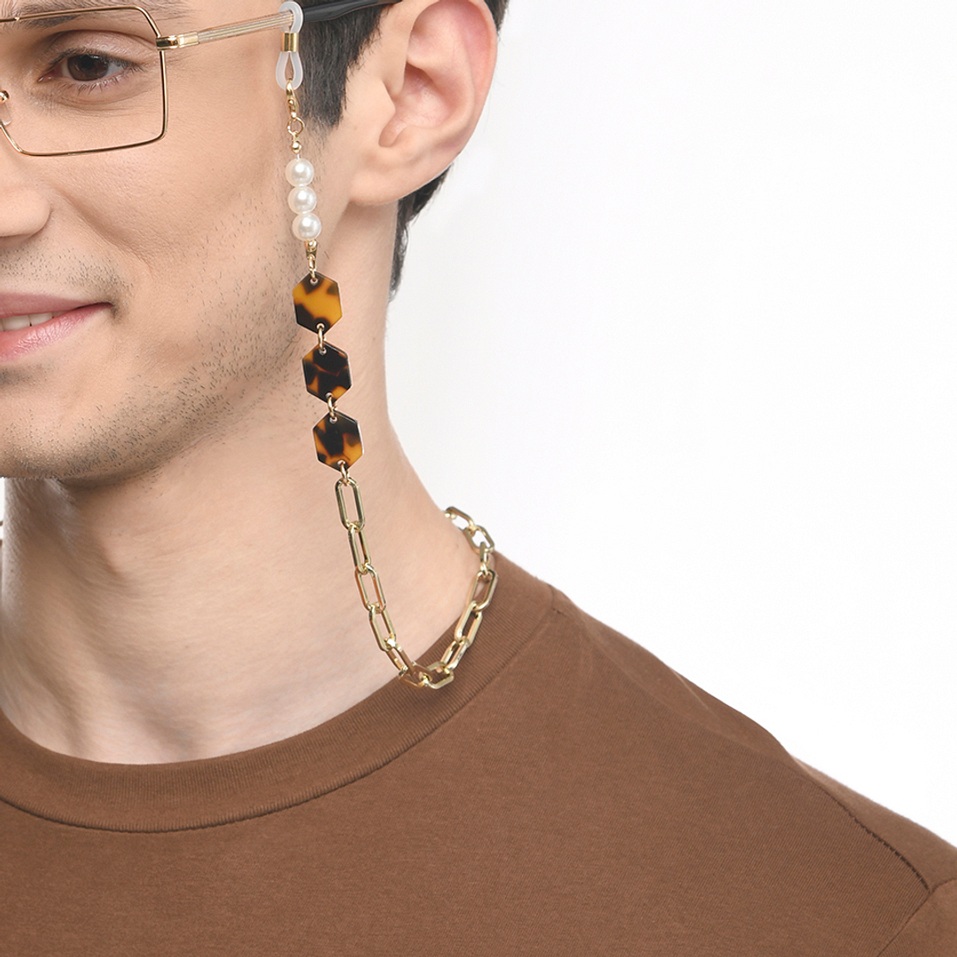 Lenskart STUDIO Gold Tortoise Chain Lenskart LK A16109-C1 Length 700 cm Width 13 mm right side