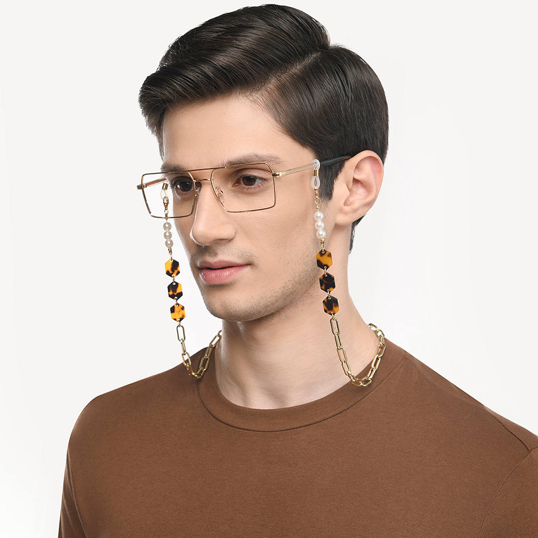 Lenskart STUDIO Gold Tortoise Chain Lenskart LK A16109-C1 Length 700 cm Width 13 mm left side