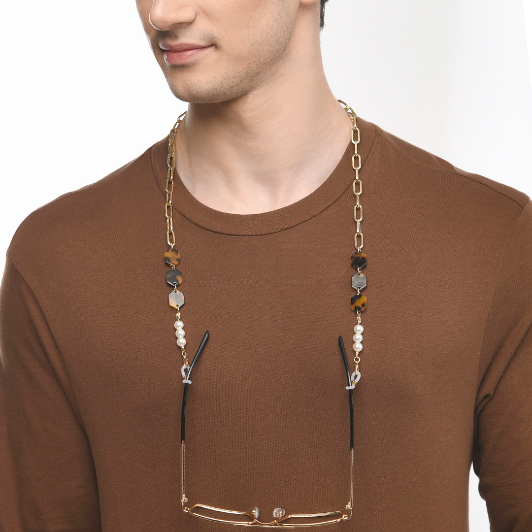 Lenskart STUDIO Gold Tortoise Chain Lenskart LK A16109-C1 Length 700 cm Width 13 mm right side