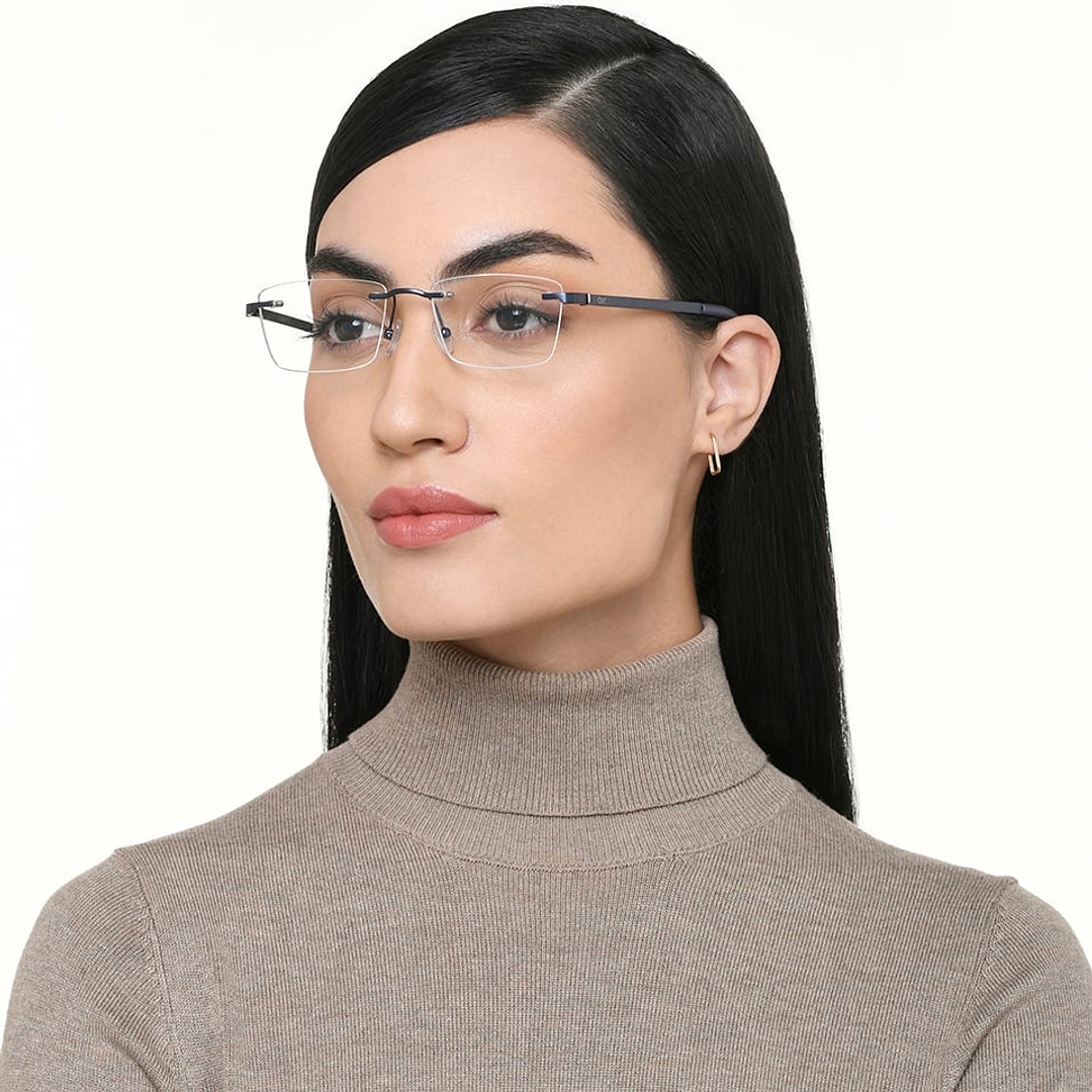 Lenskart Air Online Sky Blue Rimless Rectangle right side