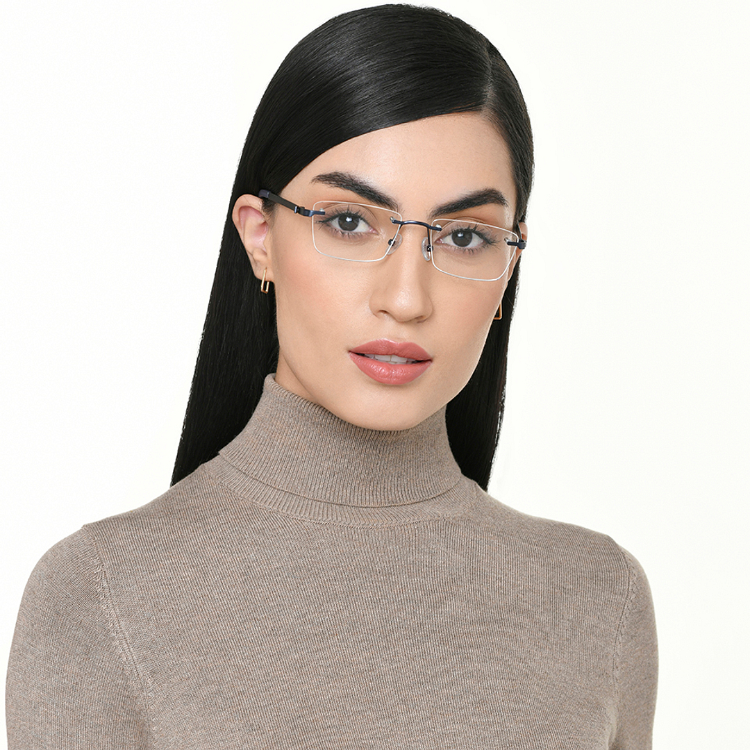 Lenskart Air Online Sky Blue Rimless Rectangle left side