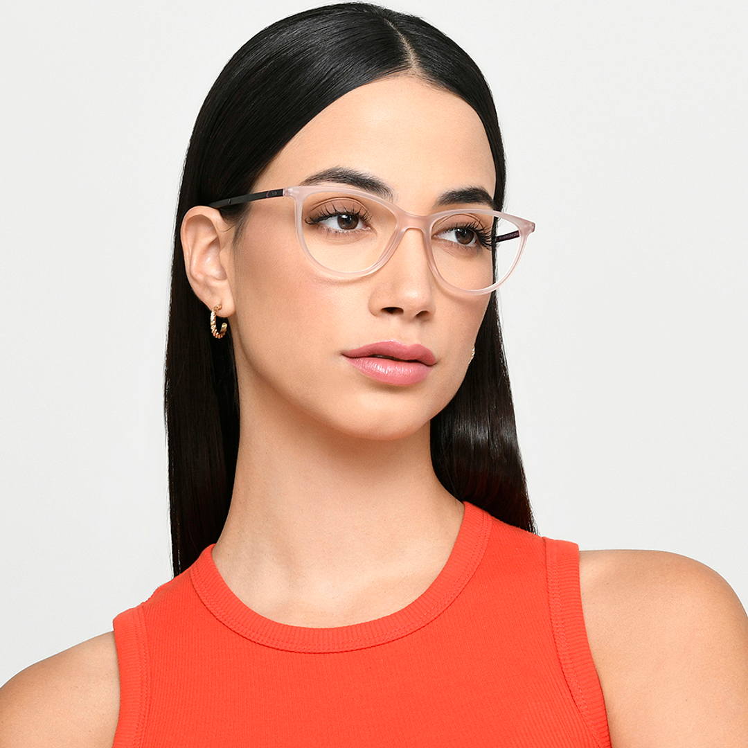 Lenskart Air Online Pink Transparent Full Rim Cat Eye left side