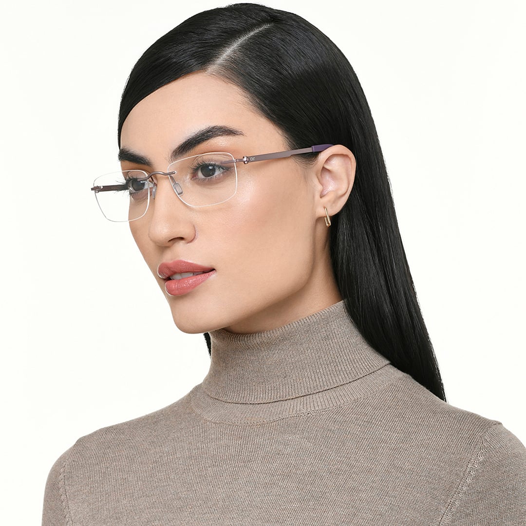 Lenskart Air Online Purple Rimless Rectangle left side