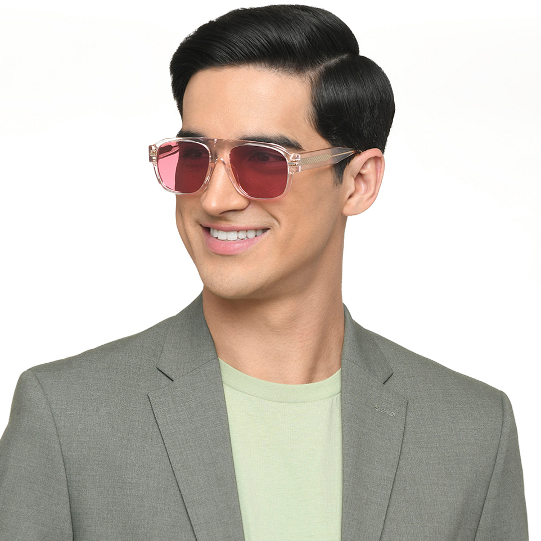 Lenskart Pink Transparent Full Rim Aviator left side