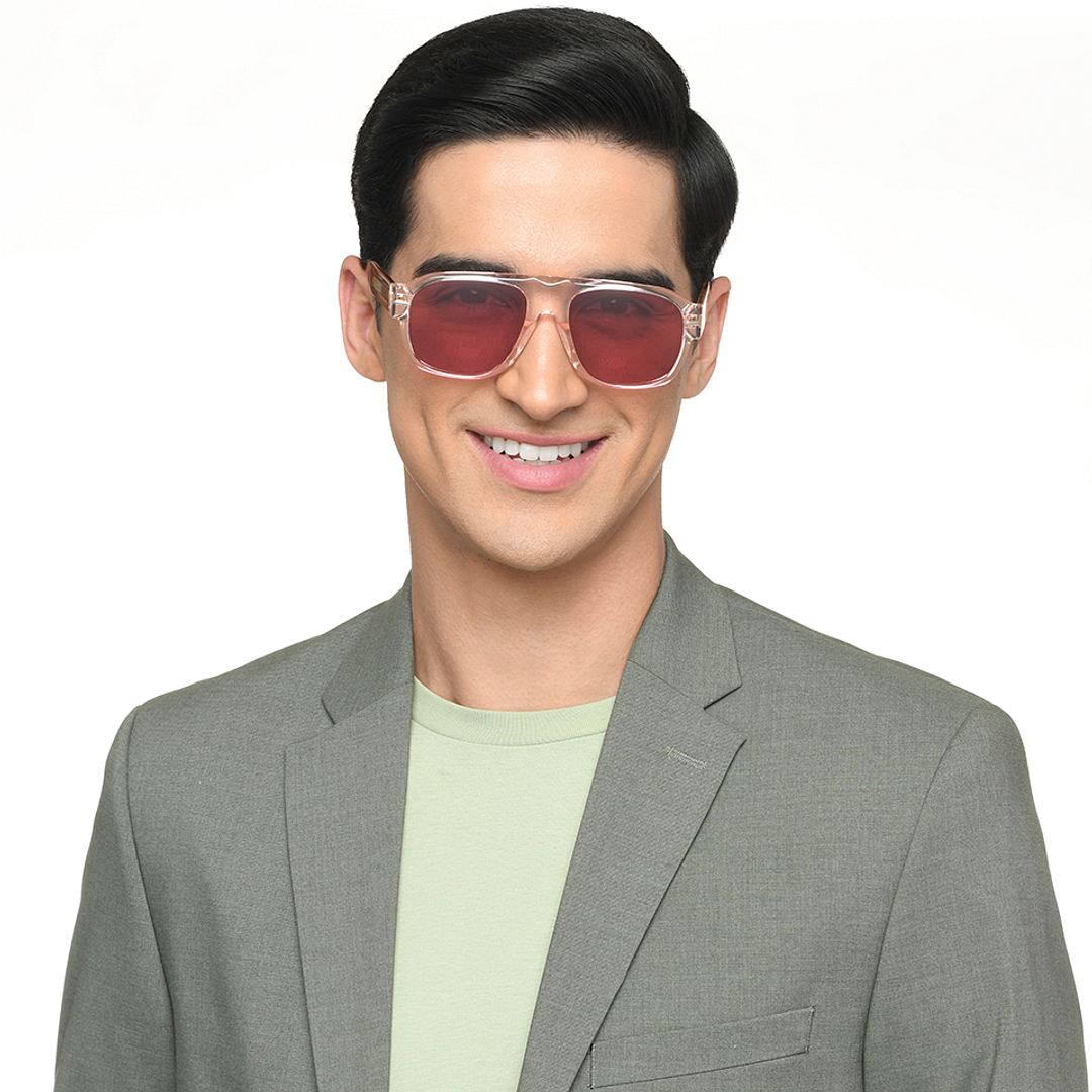Lenskart Pink Transparent Full Rim Aviator right side
