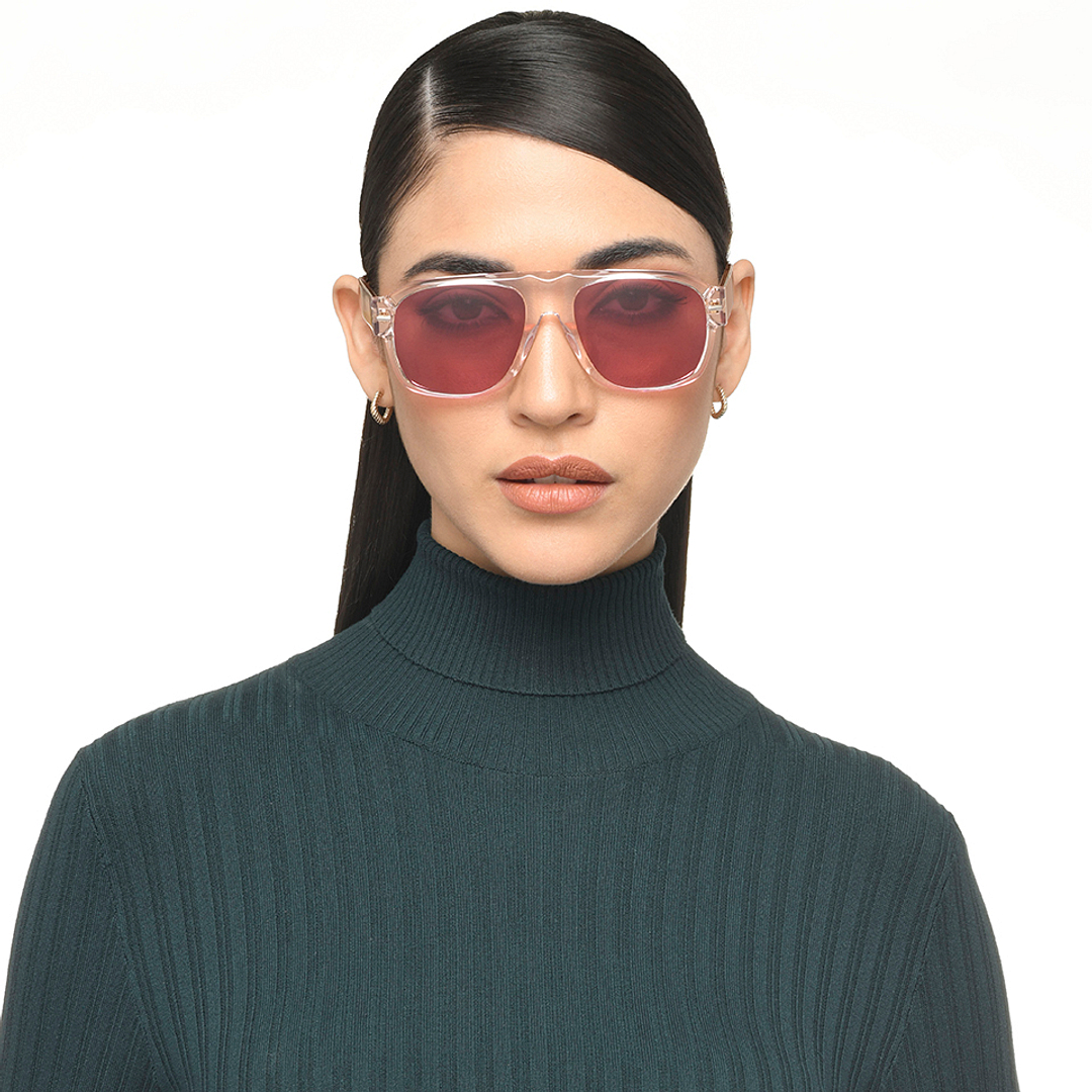 Lenskart Pink Transparent Full Rim Aviator right side