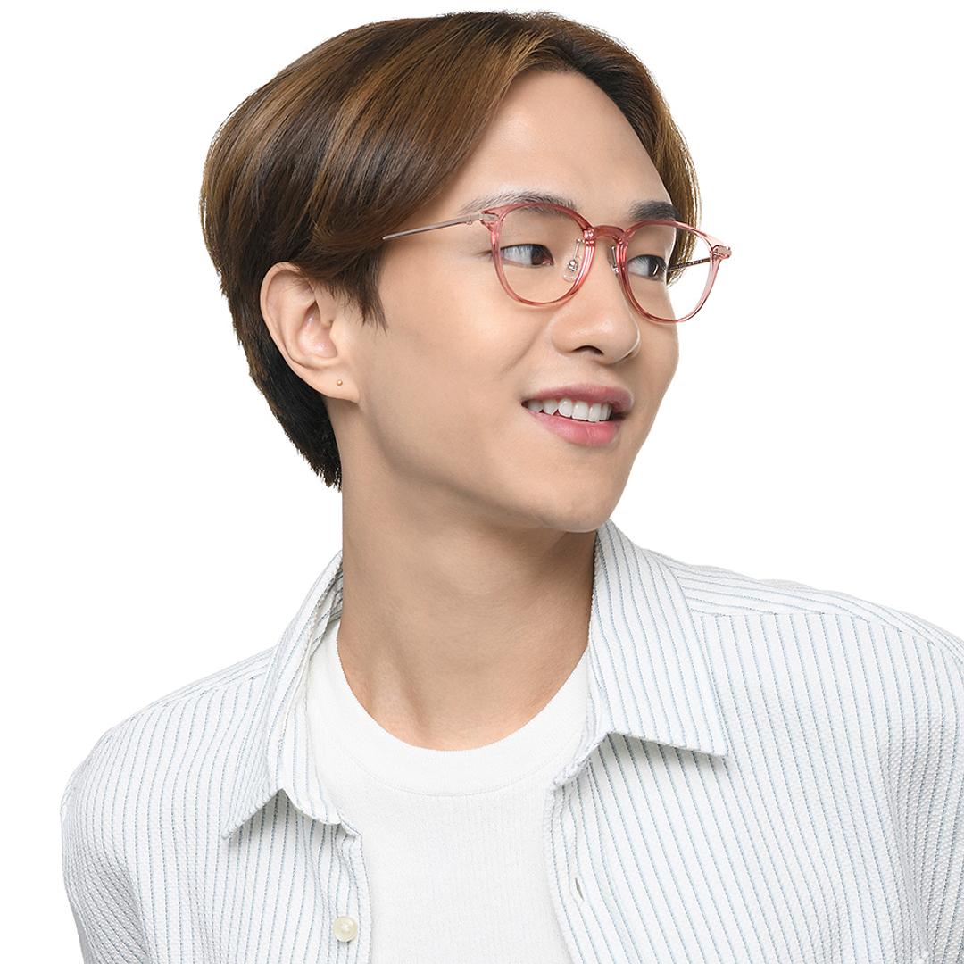 Lenskart Air Online Pink Transparent Full Rim Round right side