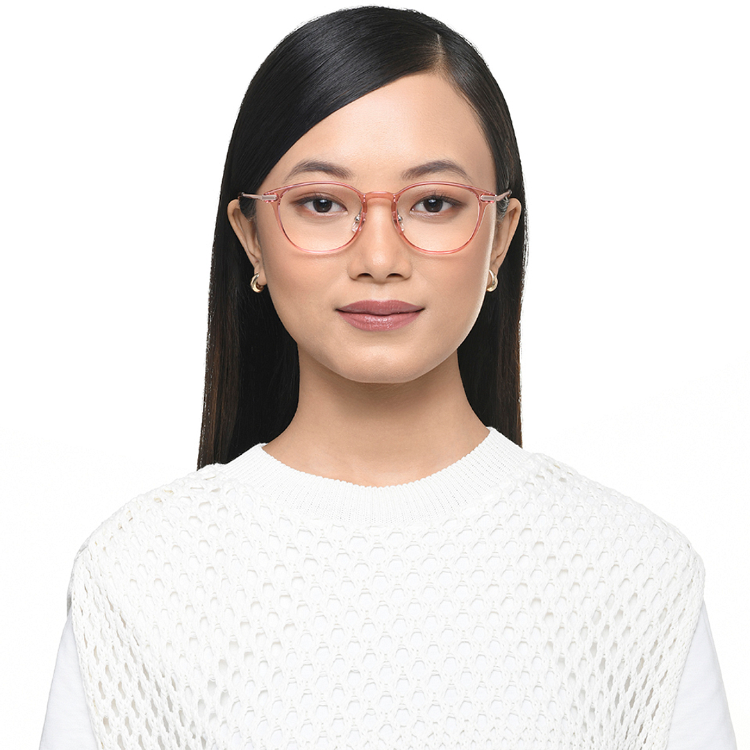 Lenskart Air Online Pink Transparent Full Rim Round right side