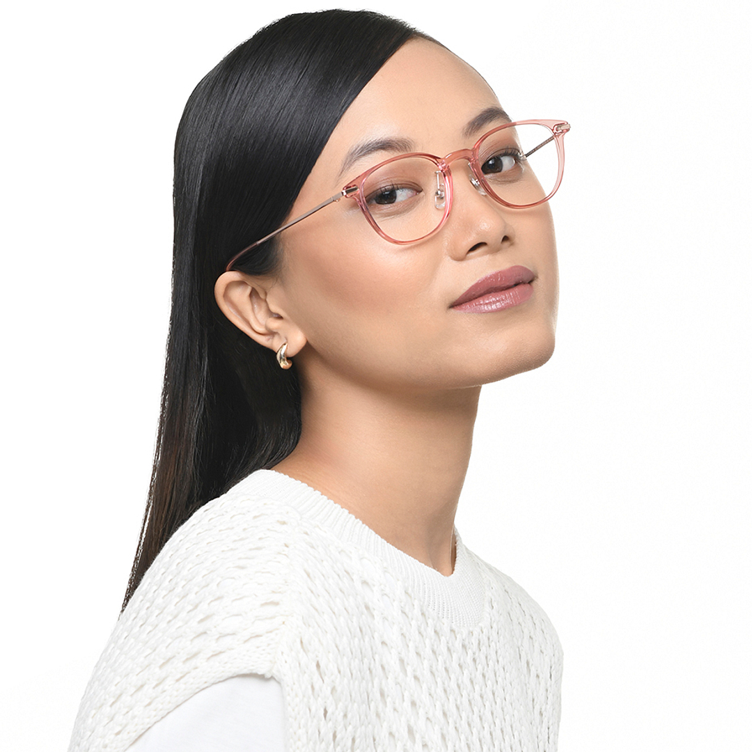 Lenskart Air Online Pink Transparent Full Rim Round left side
