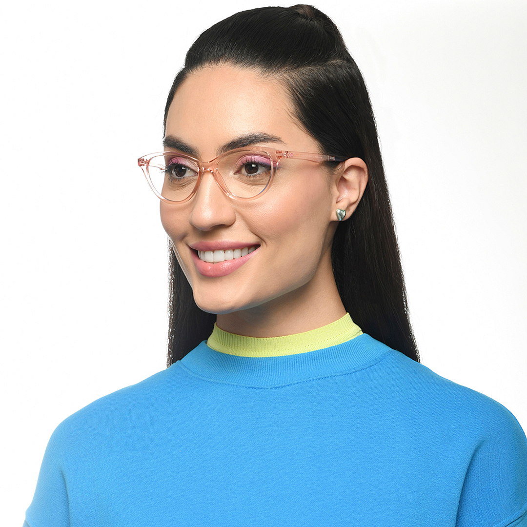 Lenskart Air Online Pink Transparent Full Rim Cat Eye left side