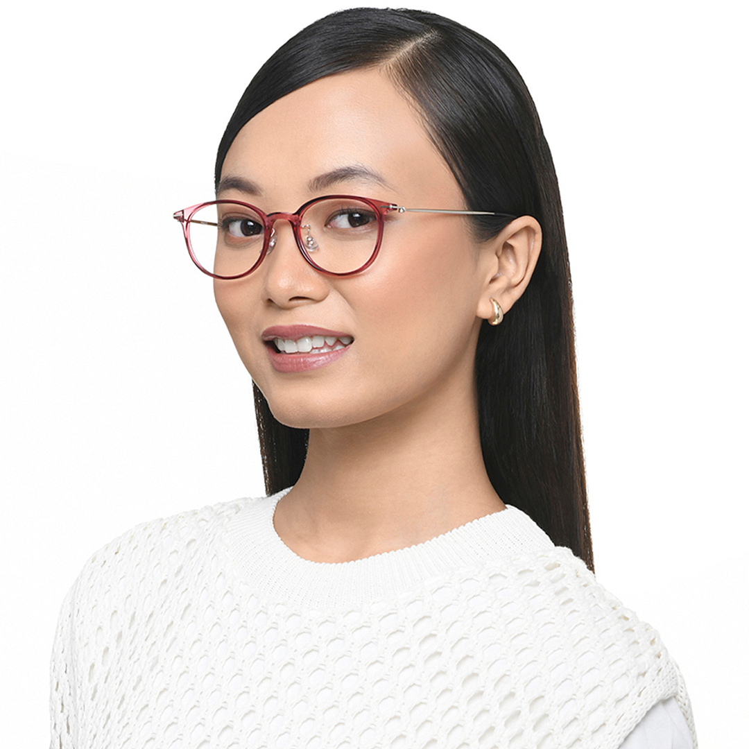 Lenskart Air Online Pink Transparent Full Rim Round right side