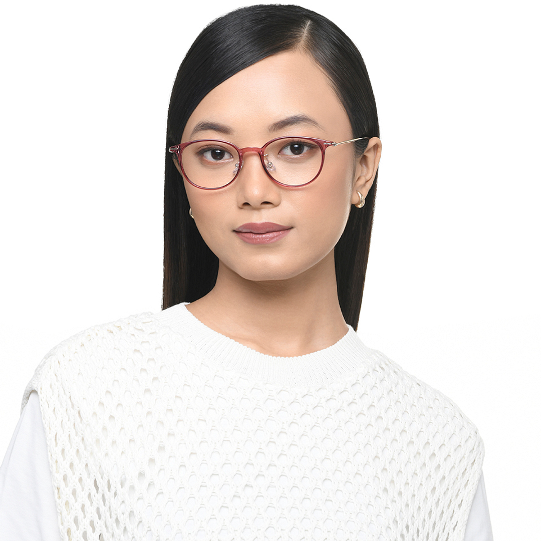 Lenskart Air Online Pink Transparent Full Rim Round left side