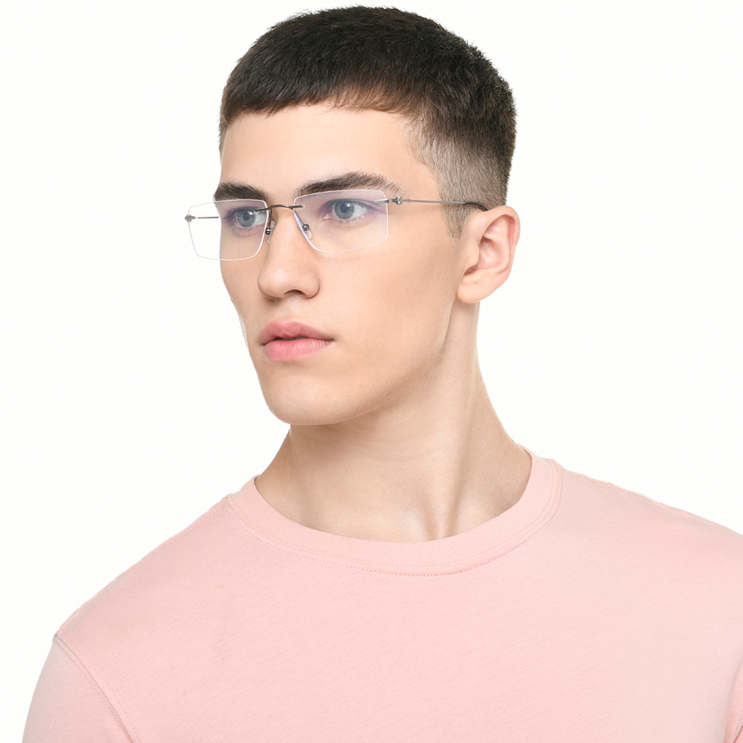 Lenskart Air Silver Rimless Rectangle right side