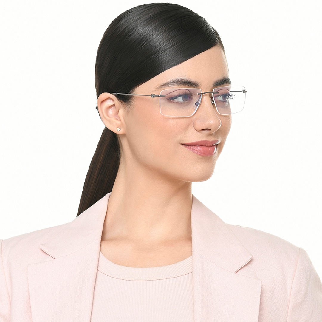 Lenskart Air Silver Rimless Rectangle right side