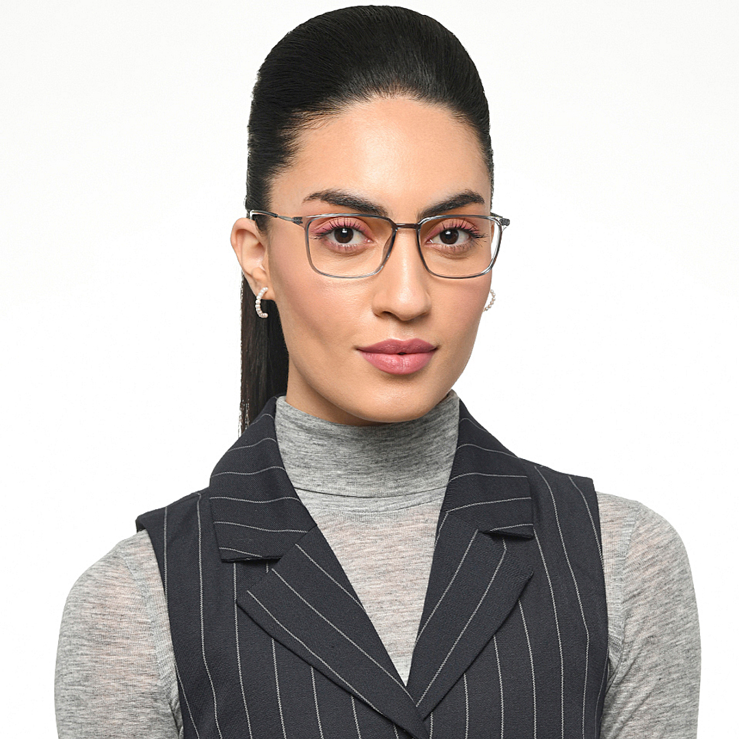 Lenskart Air Gray Transparent Full Rim Rectangle left side