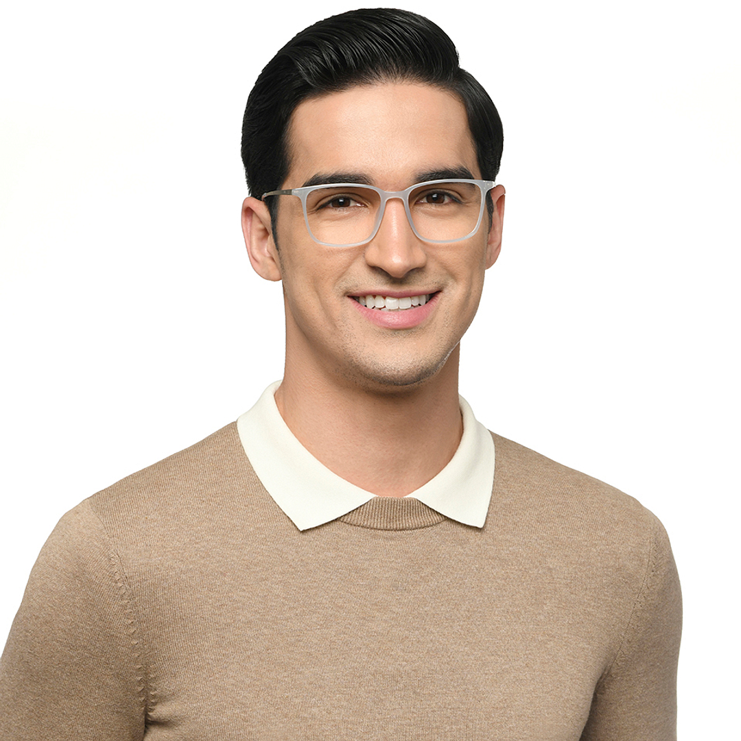 Lenskart Air Gray Transparent Full Rim Square left side