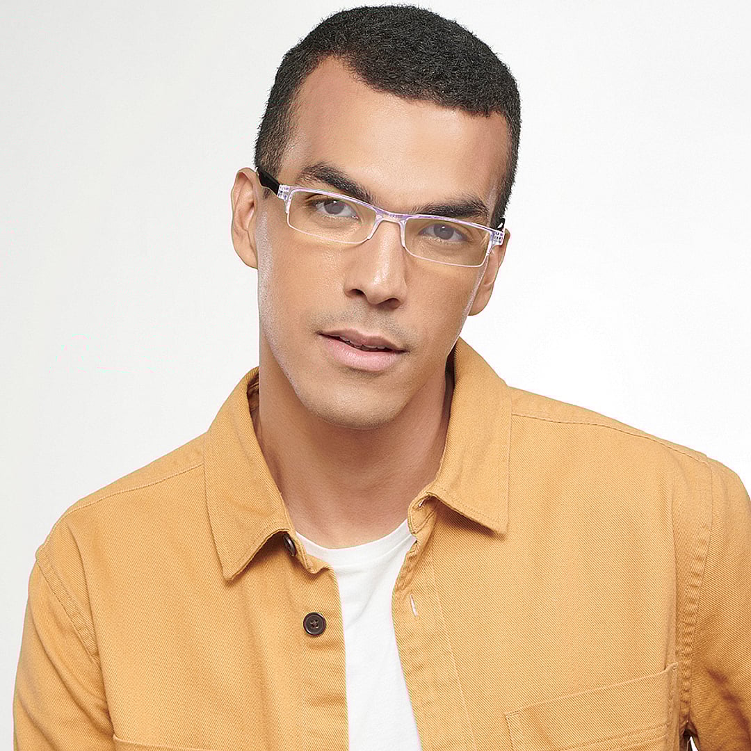 LENSKART BLU READERS Transparent Black Half Rim Rectangle LENSKART BLU READERS LR E13968 Only for 3 Prefitted Powers left side