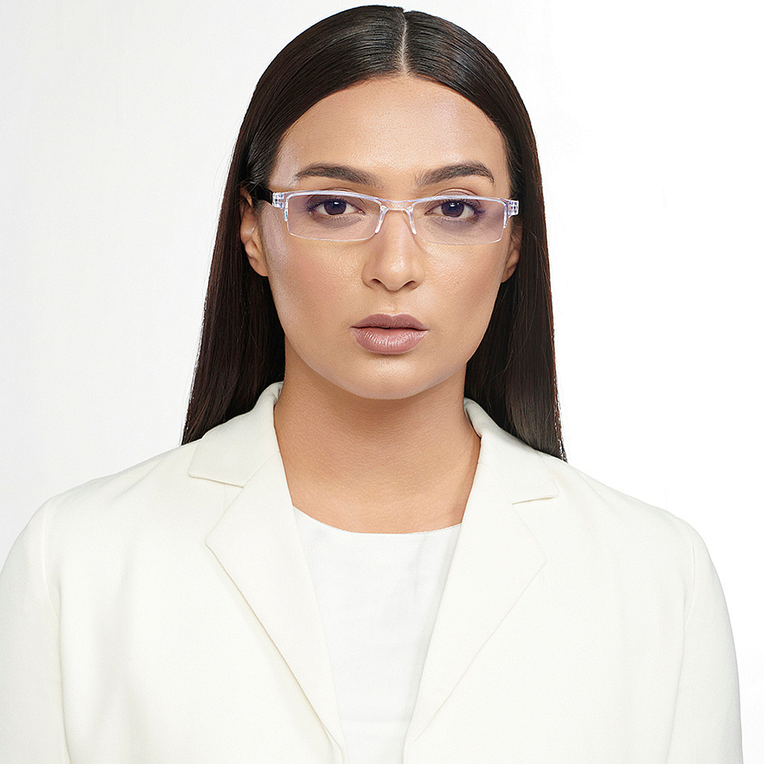 LENSKART BLU READERS Transparent Black Half Rim Rectangle LENSKART BLU READERS LR E13968 Only for 3 Prefitted Powers left side