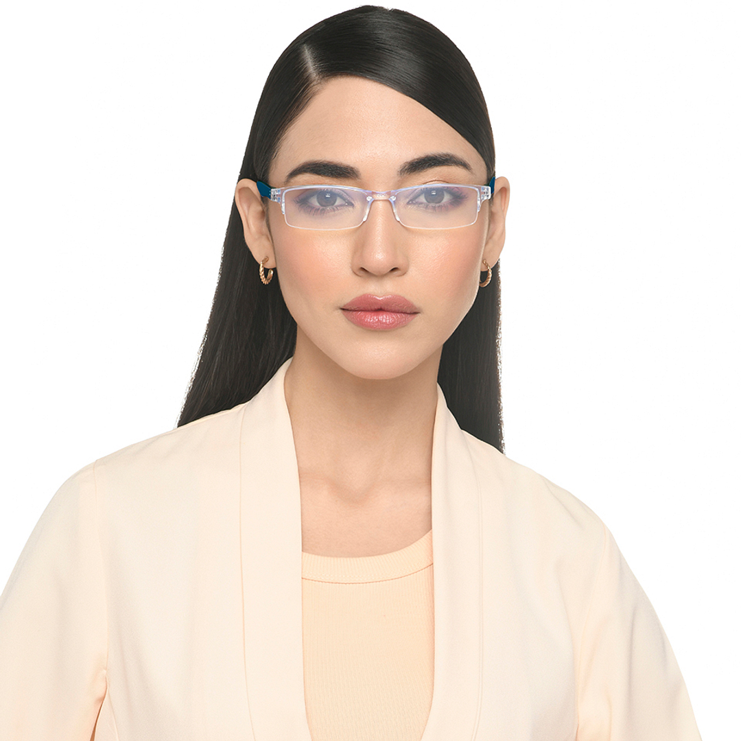 LENSKART BLU READERS Transparent Navy Blue Half Rim Rectangle LENSKART BLU READERS LR E13968 Only for 2 5 Prefitted Powers right side