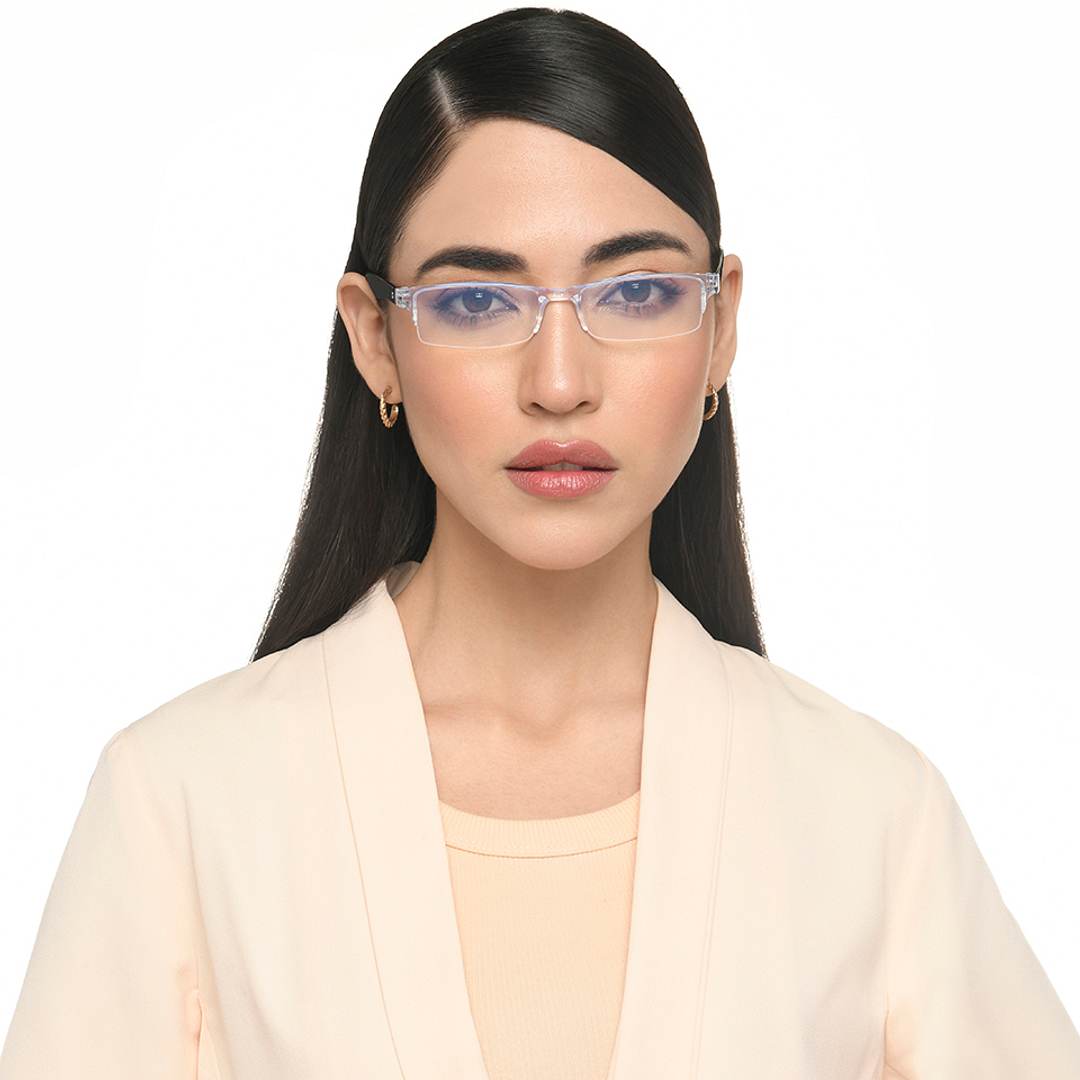 LENSKART BLU READERS Transparent Navy Blue Half Rim Rectangle LENSKART BLU READERS LR E13968 Only for 2 5 Prefitted Powers left side