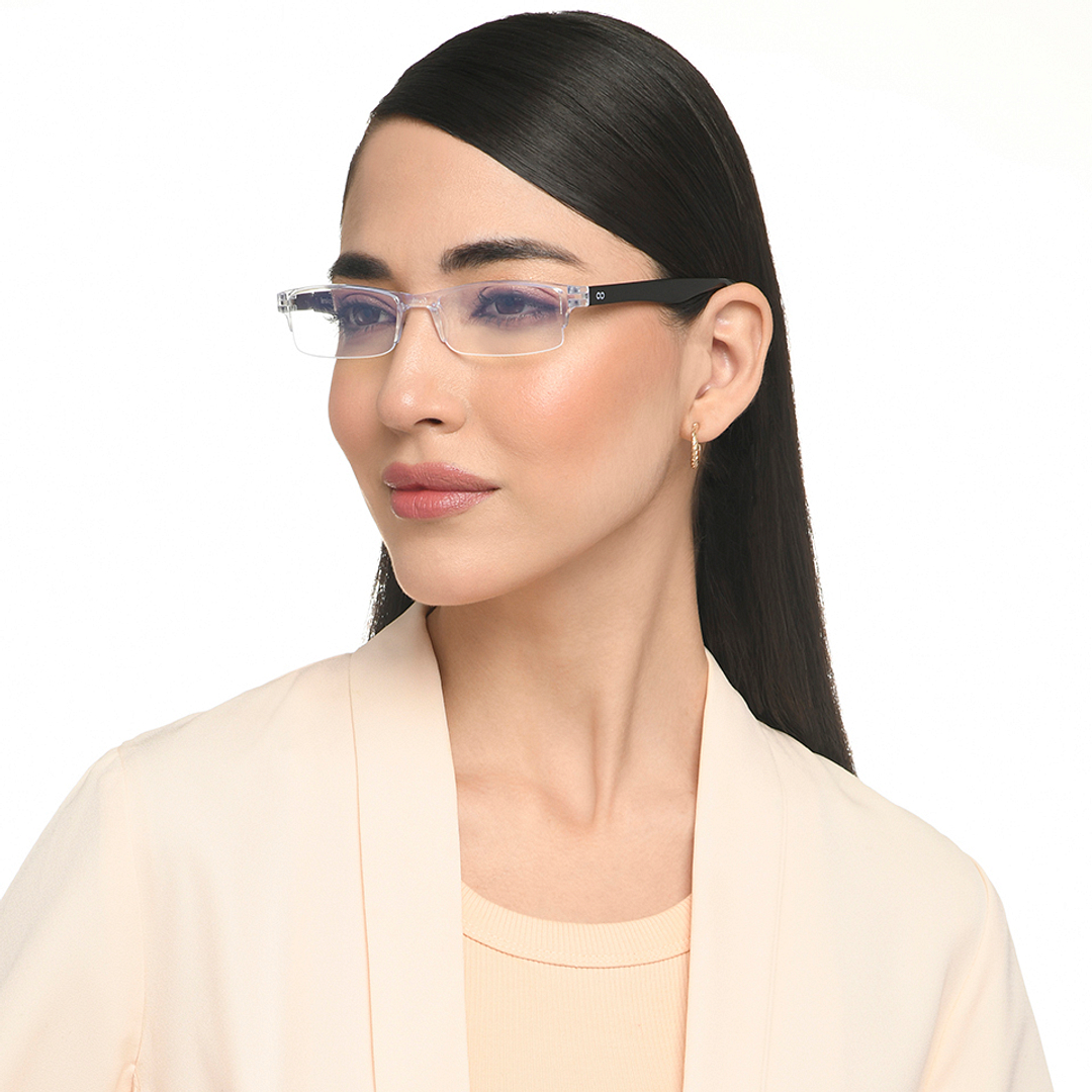 LENSKART BLU READERS Transparent Navy Blue Half Rim Rectangle LENSKART BLU READERS LR E13968 Only for 2 5 Prefitted Powers right side