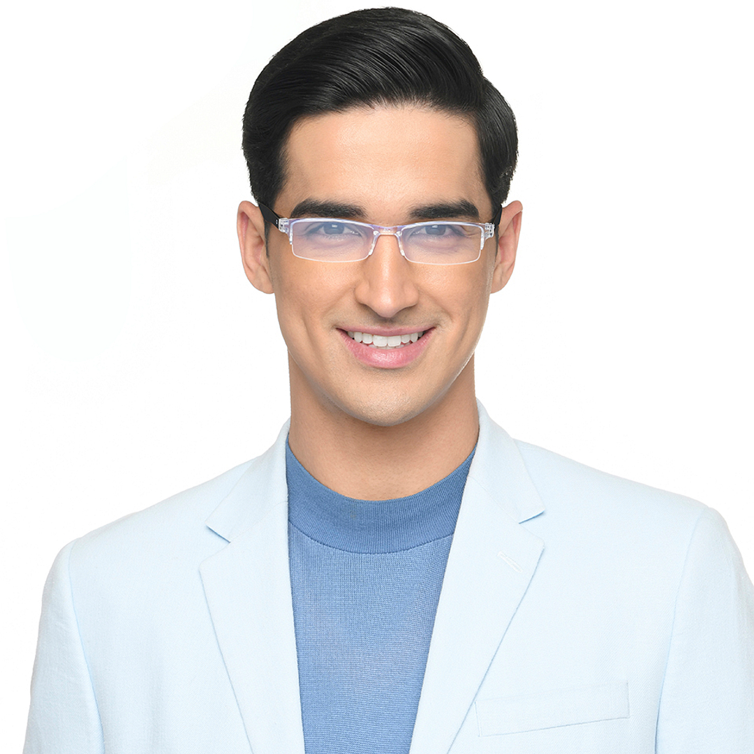 LENSKART BLU READERS Transparent Navy Blue Half Rim Rectangle LENSKART BLU READERS LR E13968 Only for 2 5 Prefitted Powers right side