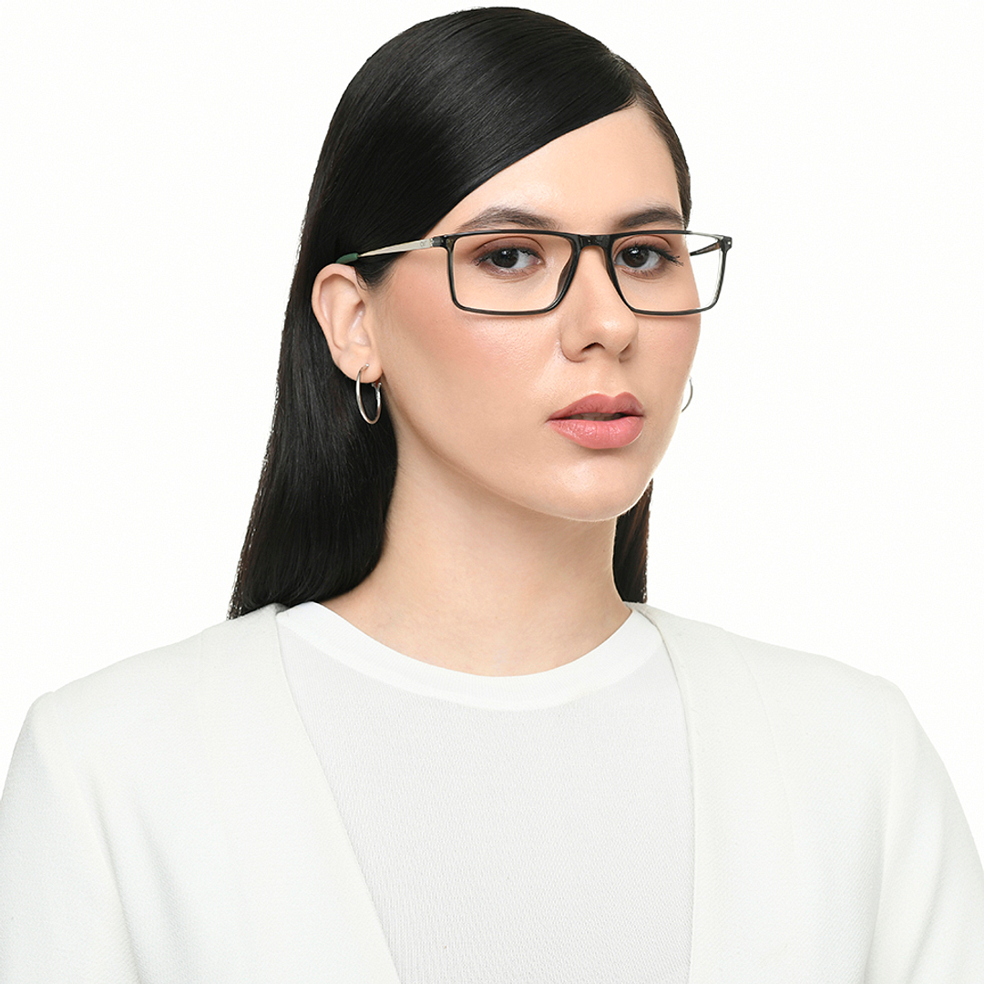 Lenskart Air Online Green Transparent Full Rim Rectangle left side
