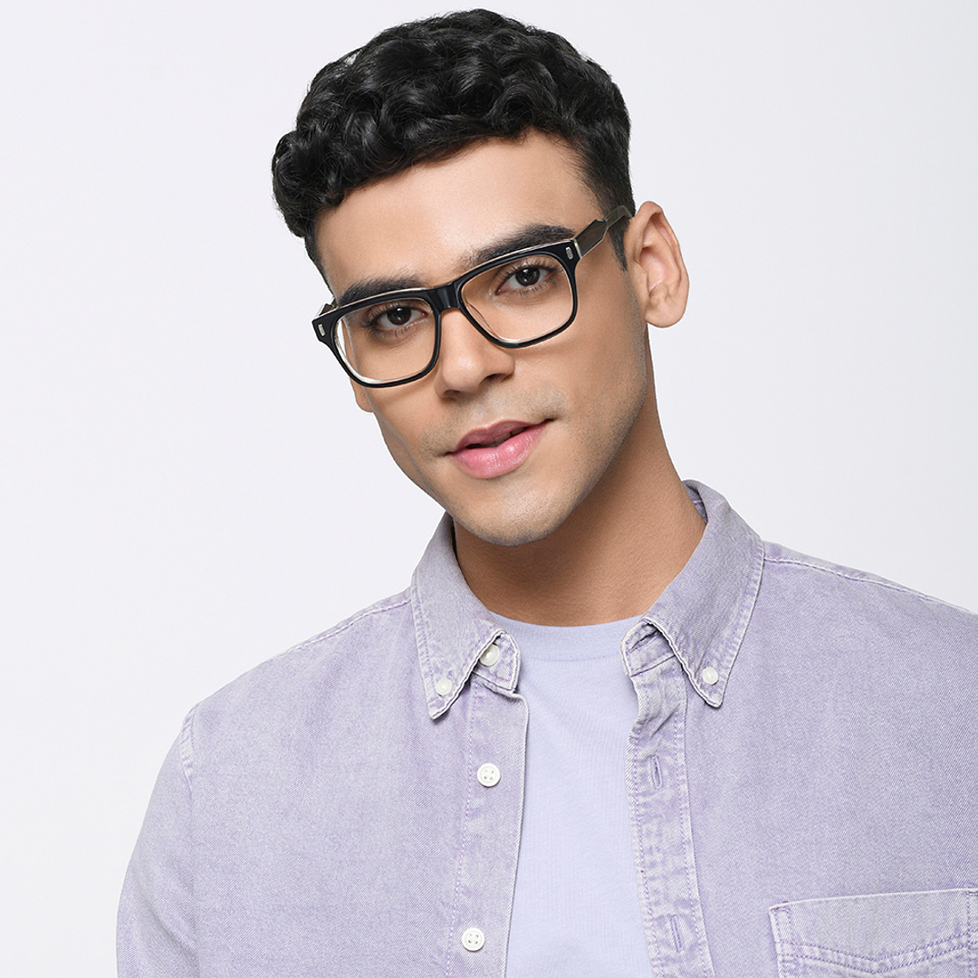 Vincent Chase Black Full Rim Square left side