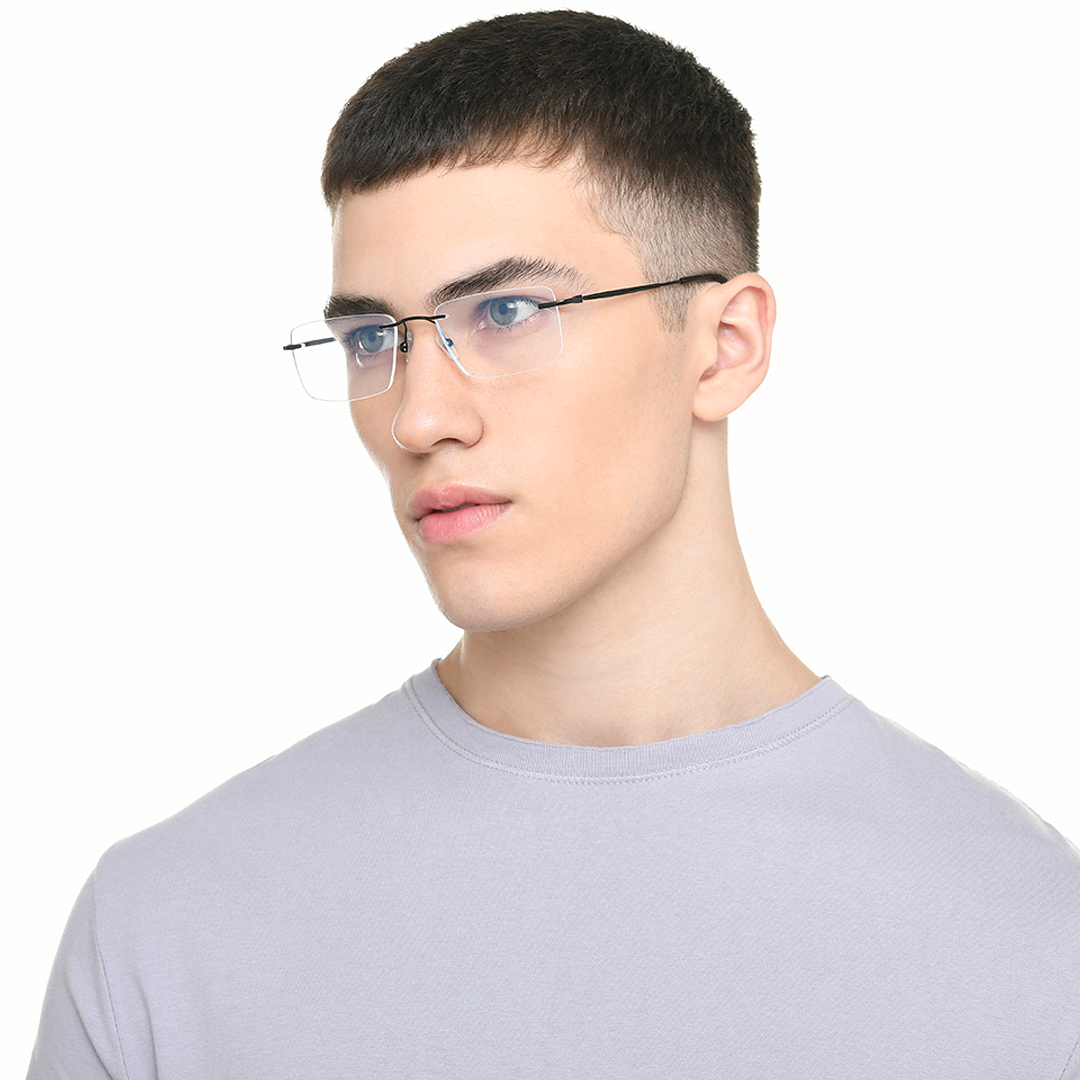 Vincent Chase Black Rimless Rectangle right side