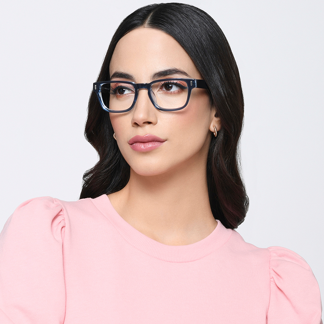 Vincent Chase Sky Blue Full Rim Rectangle left side