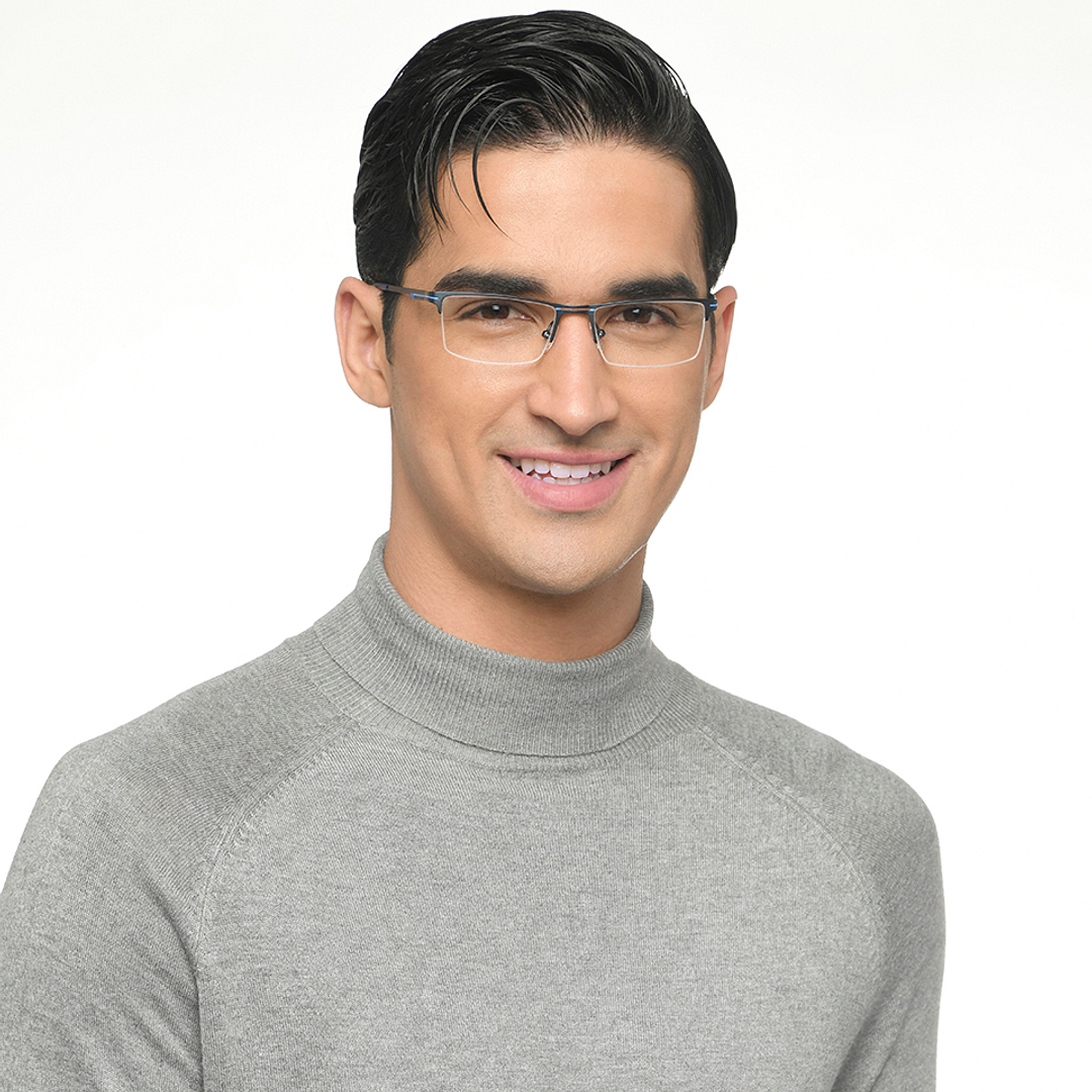 Vincent Chase Sky Blue Half Rim Rectangle left side