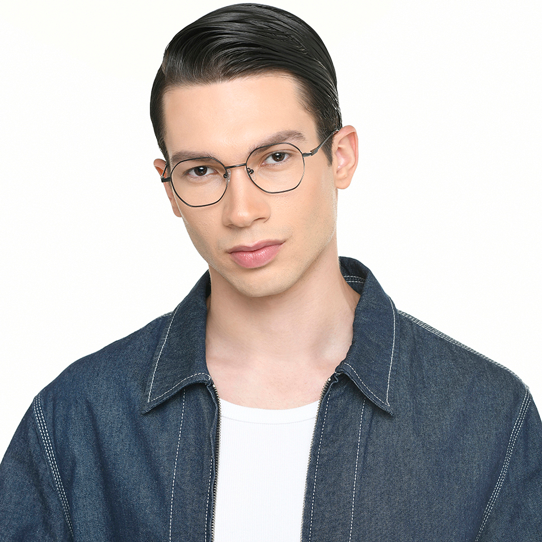 Vincent Chase Dark Gunmetal Full Rim Geometric left side