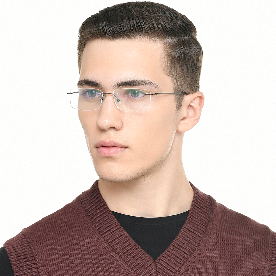 Vincent Chase Dark Gunmetal Rimless Rectangle right side