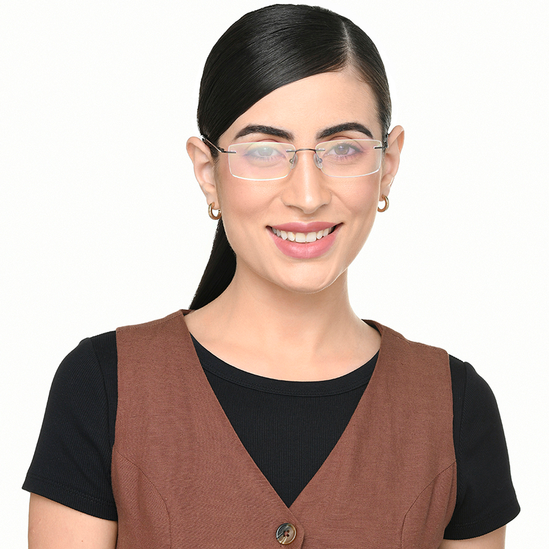 Vincent Chase Dark Gunmetal Rimless Rectangle left side