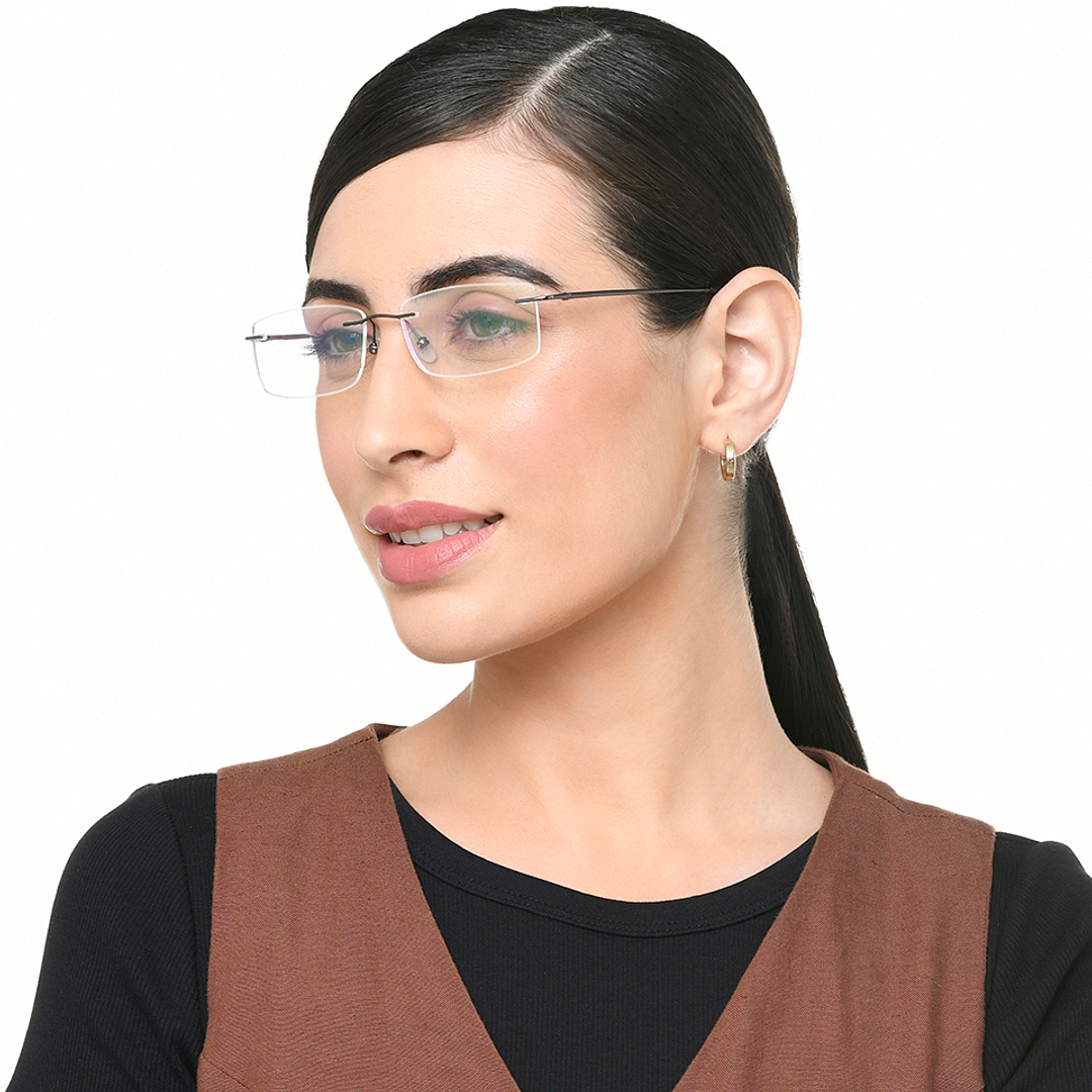 Vincent Chase Dark Gunmetal Rimless Rectangle right side
