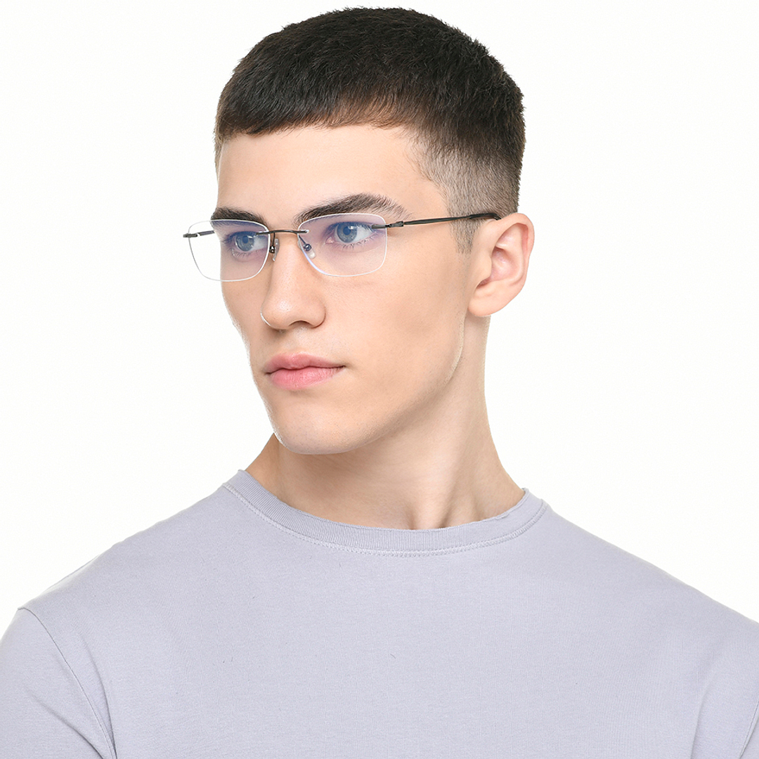 Vincent Chase Dark Gunmetal Rimless Rectangle right side