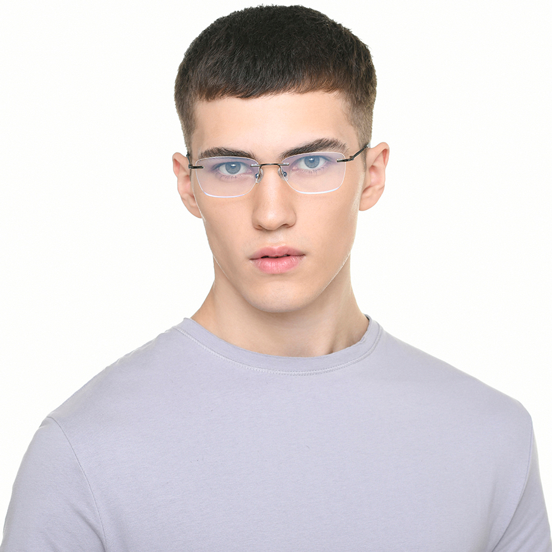 Vincent Chase Dark Gunmetal Rimless Rectangle left side