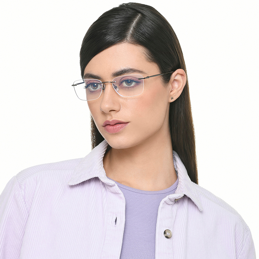 Vincent Chase Dark Gunmetal Rimless Rectangle left side