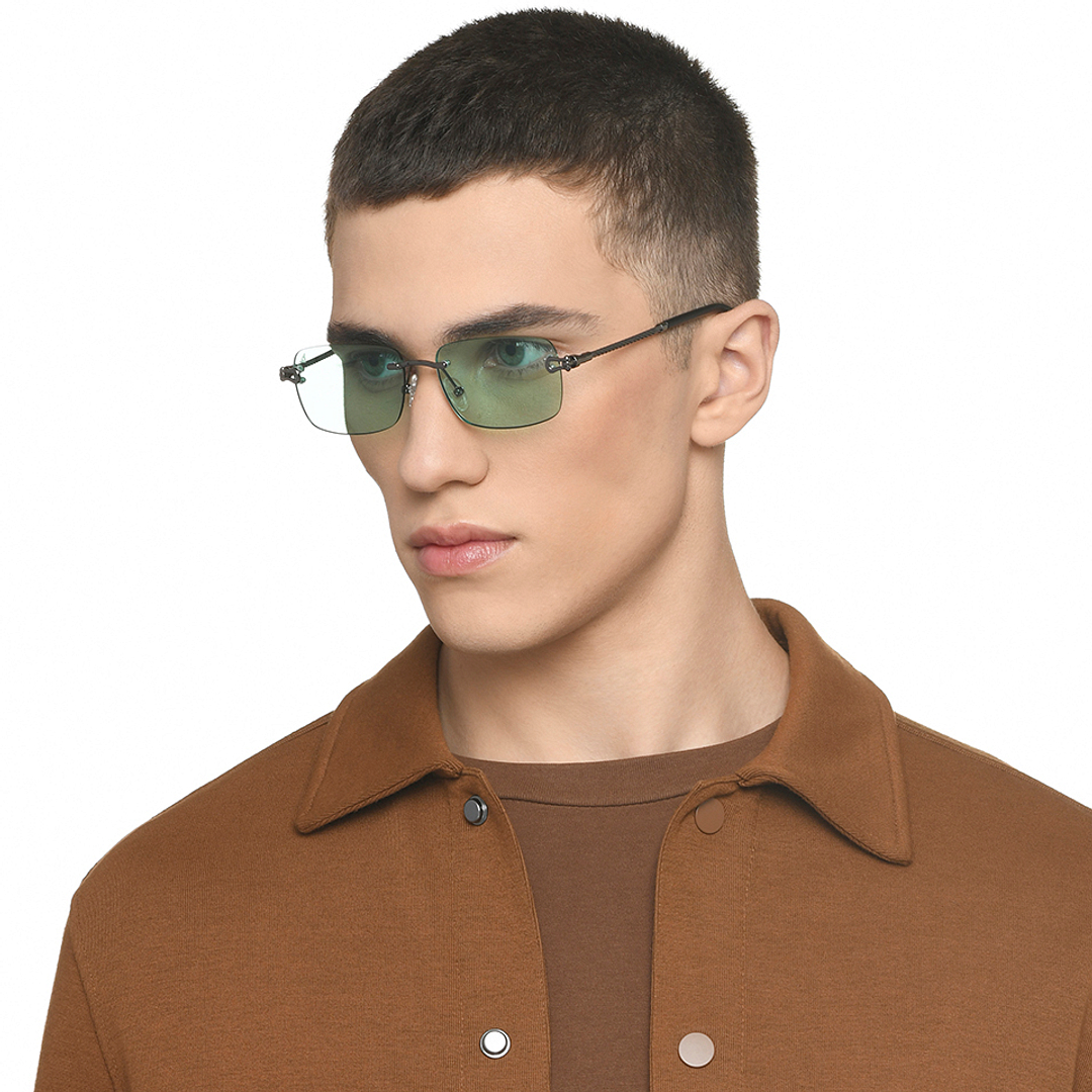 Vincent Chase Online Gunmetal Rimless Rectangle left side